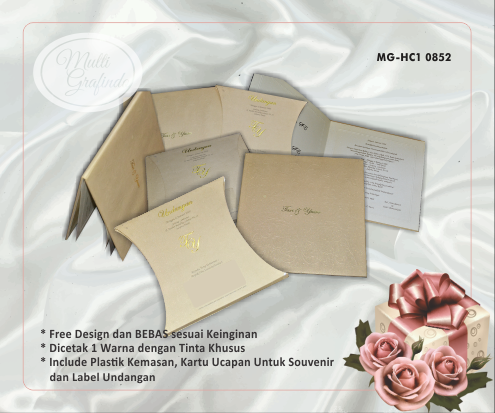 Cetak Undangan Hardcover Satu Warna 18x18 cm